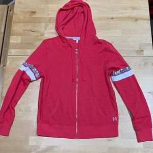 Victoria’s Secret zipper hoodie top size S.  Coral Pink color.